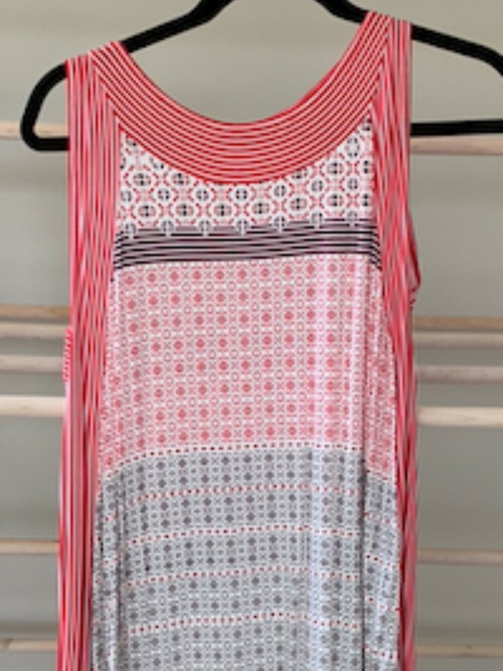 Max Studio Specialty Products Red Mosaic Geometric Striped Tank Dress Size XL